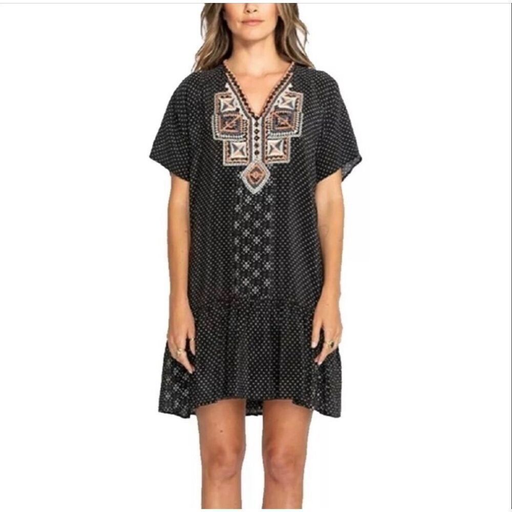 Johnny Was Biya Zoe 100% Silk Embroidered Dress Size XS